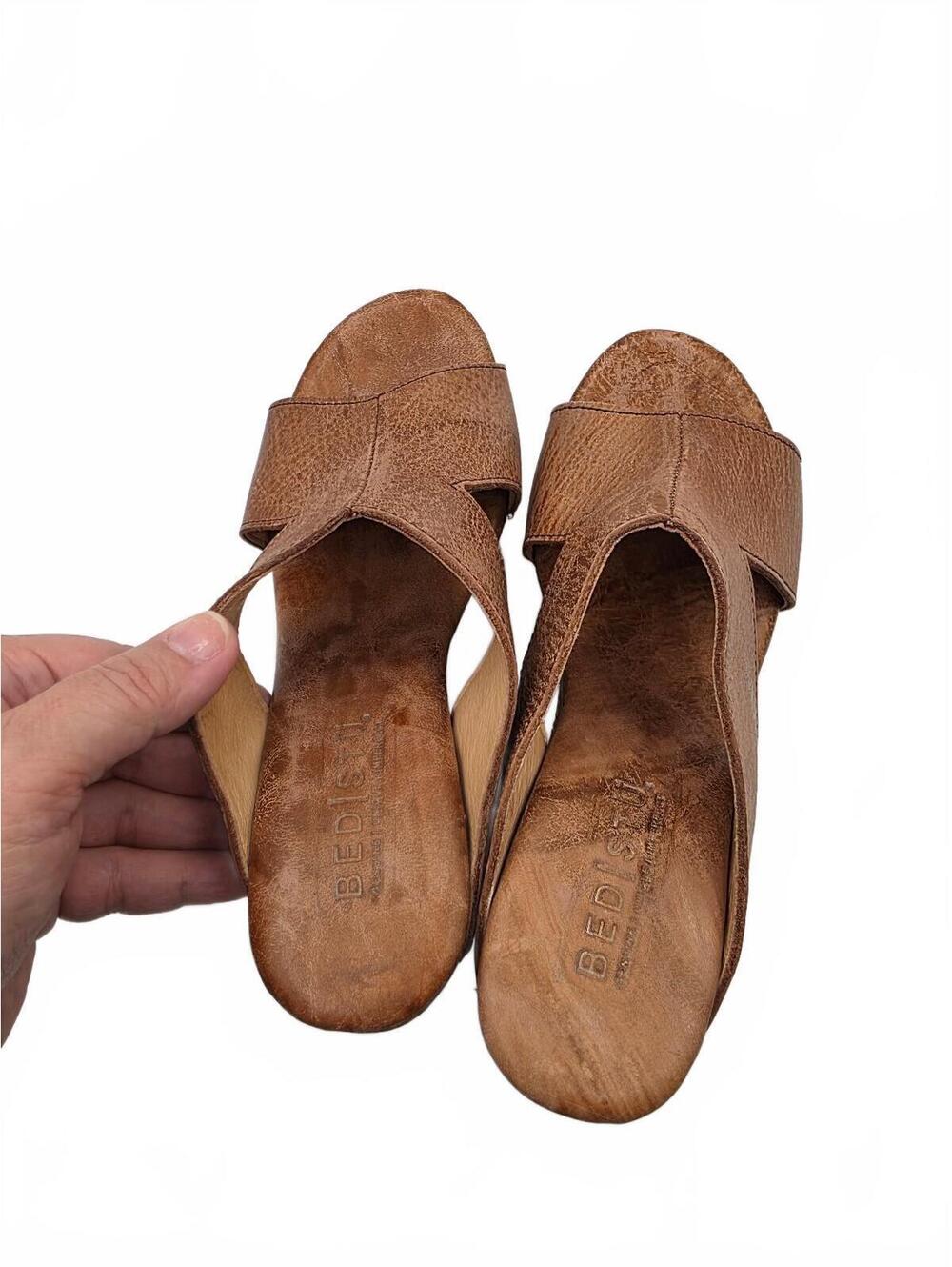 Bed Stu Womens Olea sandals shoes distressed leather wood platform wedge sz 7.5 - Picture 4 of 10